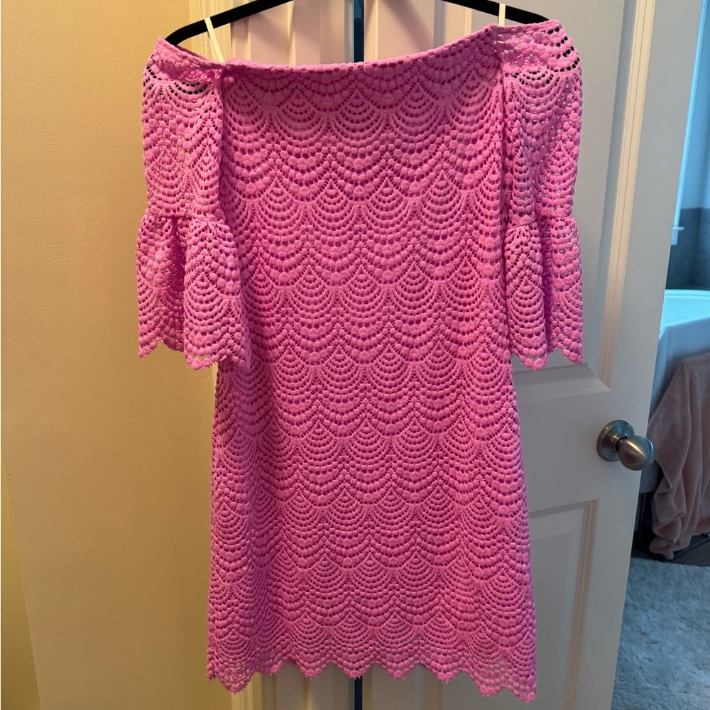 Lilly Pulitzer Pink Off the Shoulder Crochet Dress XS